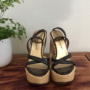 Dolce & Gabbana Brown Leather Rattan Wedges 37.5